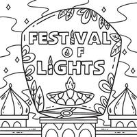 Diwali Festival of Lights Coloring Page for Kids vector