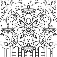 Diwali Rangoli Coloring Page for Kids vector