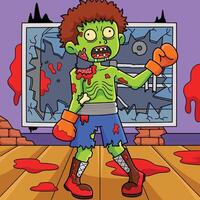 Zombie Boxer Colored Cartoon Illustration vector