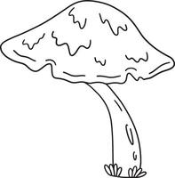 Giant Mushroom Isolated Coloring Page for Kids vector