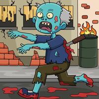Running Zombie Colored Cartoon Illustration vector