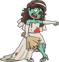 Zombie Bride Cartoon Colored Clipart Illustration vector