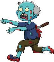 Running Zombie Cartoon Colored Clipart vector