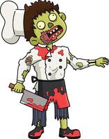 Zombie Chef Cartoon Colored Clipart Illustration vector