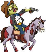 Zombie Cowboy Cartoon Colored Clipart Illustration vector