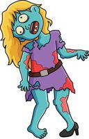 Zombie Girl Cartoon Colored Clipart Illustration vector