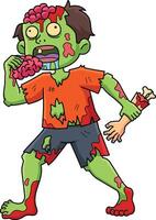 Zombie Eating Human Flesh Cartoon Colored Clipart vector