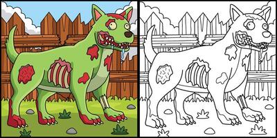 Zombie Dog Coloring Page Colored Illustration vector