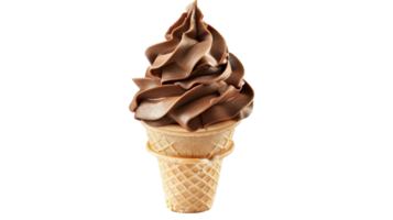 Chocolate Ice Cream Cone Illuminated in Studio Light on the transparent background, Format png