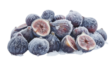 Frozen Halves of Figs Stacked in Pile on the transparent background, Format png