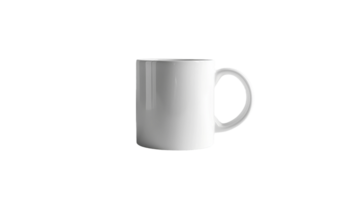 branco caneca em repouso em plano superfície dentro estúdio em a transparente fundo, formato png