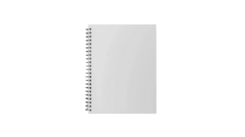 Standing White Spiral-bound Notebook on the transparent background, Format png