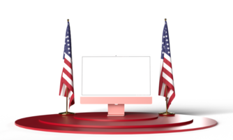 Weiß isoliert Hintergrund Flagge uns USA vereinigt Zustand Amerika winken Objekt Symbol Podium rot Rosa Orange Farbe USA uns vereinigt Zustand Amerika Patriotismus amerikanisch National Veranstaltung vierte Juli Banner Veranstaltung Party png