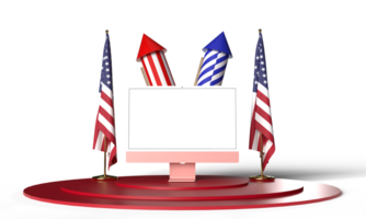 4to julio mes independencia día Estados Unidos unido estado America estrella rojo azul blanco color monitor computadora cuaderno burlarse de vacío blanco libertad nacional fiesta cuarto día evento America diseño patriotismo nosotros png