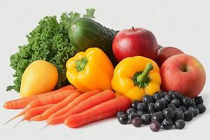 Colorful assortment of fresh produce featuring carrots and bell peppers photo