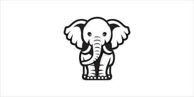 Baby elephant art illustration Silhouette style vector