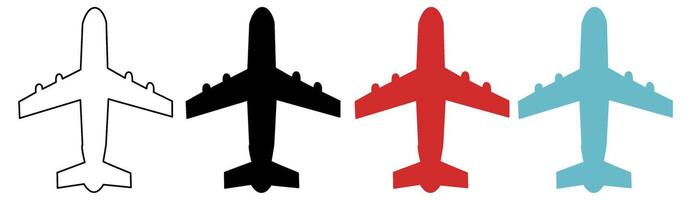 Set of four colored airplane icons vector