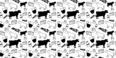 Cow and dairy products seamless pattern illustration vector