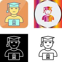 Unique Student Holding Degree Icon Design vector