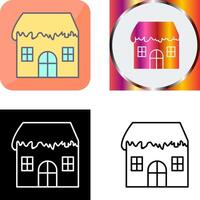 Unique House with Snow Icon Design vector