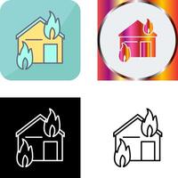 Unique Fire Consuming House Icon Design vector