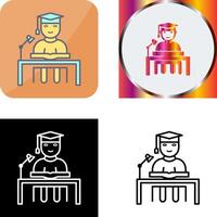 Unique Studying on Desk Icon Design vector