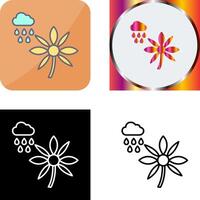 flor con lluvia icono diseño vector