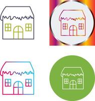 Unique House with Snow Icon Design vector