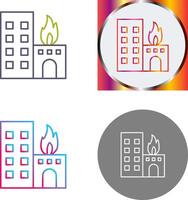 Unique Burning Building Icon Design vector