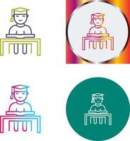 Unique Studying on Desk Icon Design vector