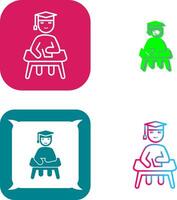 Unique Studying on Desk Icon Design vector