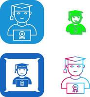 Unique Student Holding Degree Icon Design vector