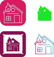 Unique House on Fire Icon Design vector