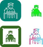 Unique Studying on Desk Icon Design vector