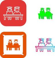 Unique Students Sitting Icon Design vector