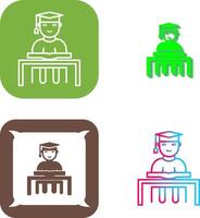 Unique Studying on Desk Icon Design vector