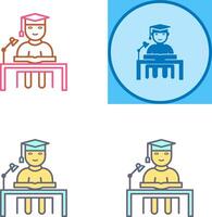 Unique Studying on Desk Icon Design vector