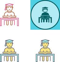 Unique Studying on Desk Icon Design vector