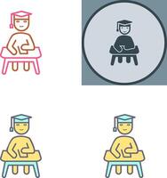 Unique Studying on Desk Icon Design vector