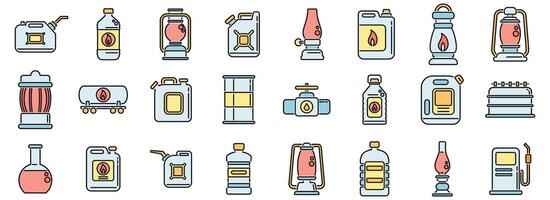 Kerosene icons set color line vector