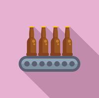 Cartoon beer bottles on conveyor belt illustration vector