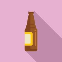 Flat design beer bottle on pink background vector