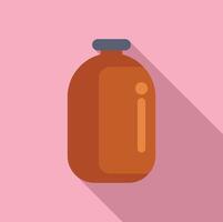 Flat design icon of brown medicine bottle vector