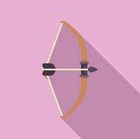 Flat design archery bow and arrow on pink background vector