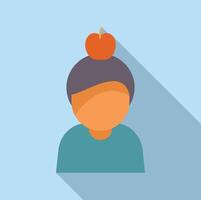 Cartoon woman with apple on head vector