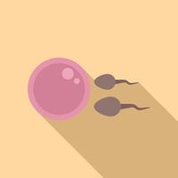 graphic of sperms near an ovum, depicting fertilization concept on a beige background vector