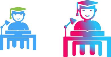 Unique Studying on Desk Icon Design vector