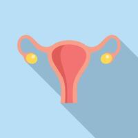 Flat design illustration of a female reproductive system on a blue background vector