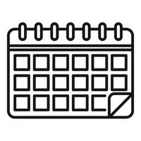 ilustración de un sencillo negro y blanco calendario icono con un volteado esquina vector