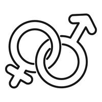 Male and female symbols interlocked icon vector